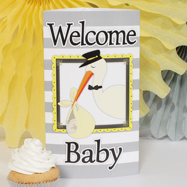 Stork Baby Shower Centerpiece PDF Printable by Birthday Direct