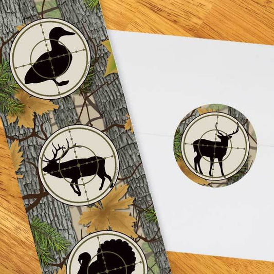 Camouflage Woodland Party 2-in Circle, 8.5x11 Printable PDF by Birthday Direct