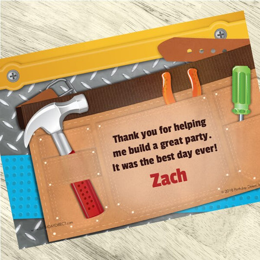 Little Handyman Tools Party Thank You, 5x7-in, Editable PDF Printable by Birthday Direct