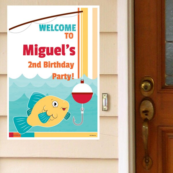 Little Fish Party Door Greeter, Editable PDF Printable by Birthday Direct