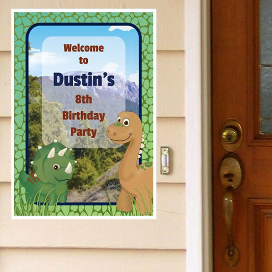 Dinosaur Friends Party Door Greeter, 8.5x11 Editable PDF Printable by Birthday Direct