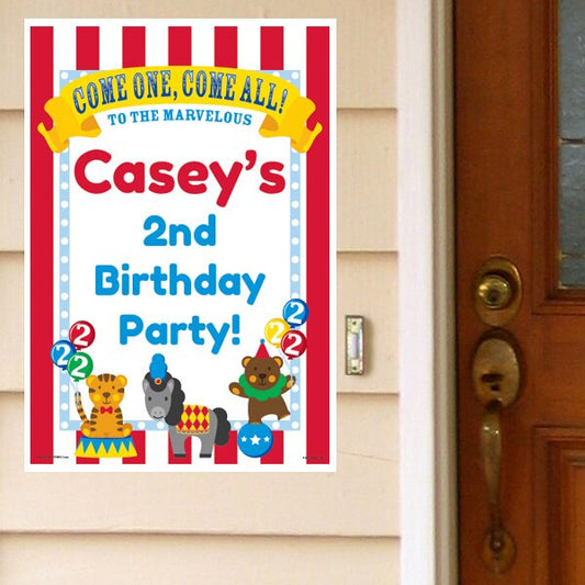 Big Top Circus 2nd Birthday Door Greeter, Editable PDF Printable by Birthday Direct