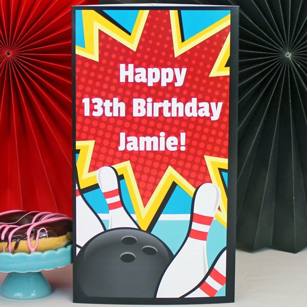 Bowling Party Centerpiece, 10 inch Editable PDF Printable by Birthday Direct