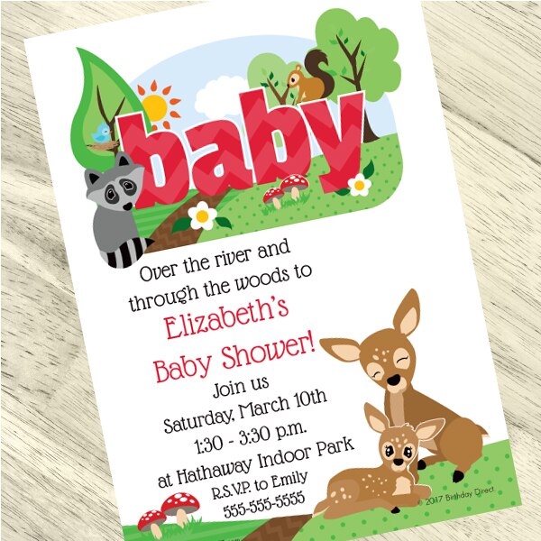 Woodland Animals Baby Shower Invitation, 5x7-in, Editable PDF Printable by Birthday Direct