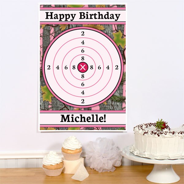 Camouflage Pink Birthday Sign, Editable PDF Printable by Birthday Direct