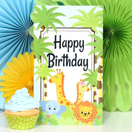 Jungle Babies Birthday Centerpiece PDF Printable by Birthday Direct