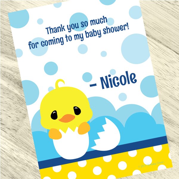 Little Ducky Baby Shower Thank You, 5x7-in, Editable PDF Printable by Birthday Direct