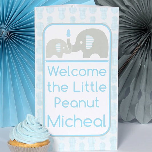 Elephant Little Peanut Blue Baby Shower Centerpiece, 10 inch Editable PDF Printable by Birthday Direct