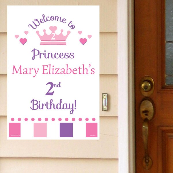 Little Princess 2nd Birthday Door Greeter, Editable PDF Printable by Birthday Direct