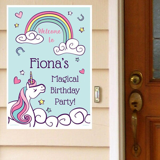 Unicorn Pony Party Door Greeter, Editable PDF Printable by Birthday Direct