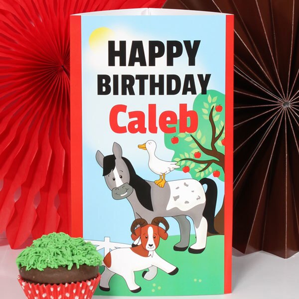 On the Farm Birthday Centerpiece, 10 inch Editable Canva Template by Birthday Direct