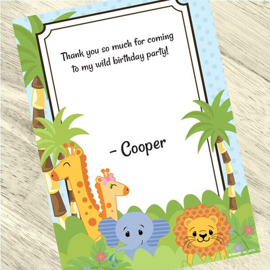 Jungle Babies Party Thank You, 5x7-in, Editable PDF Printable by Birthday Direct