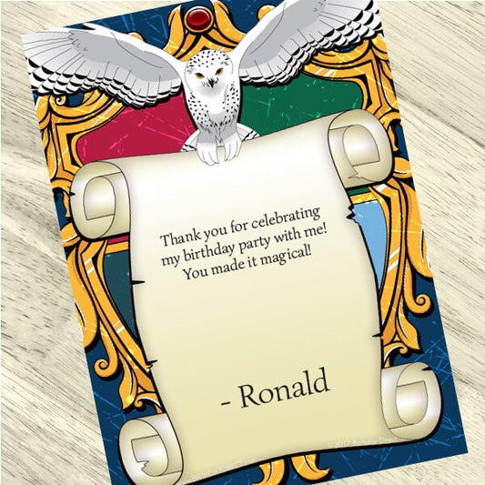 Wizard School Party Thank You, 5x7-in, Editable PDF Printable by Birthday Direct