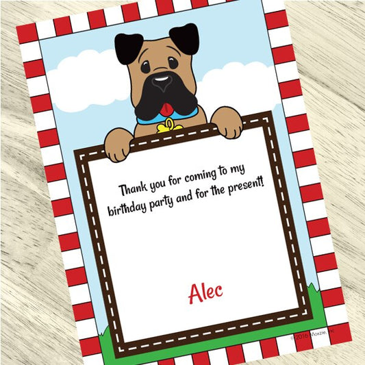 Little Dog Party Thank You, 5x7-in, Editable PDF Printable by Birthday Direct