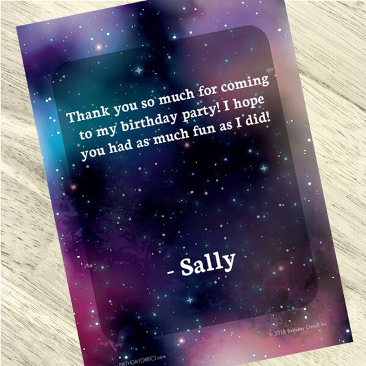 Galaxy Party Thank You, 5x7-in, Editable PDF Printable by Birthday Direct