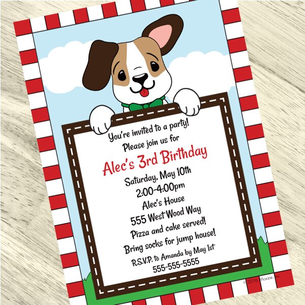 Little Dog Party Invitation, 5x7-in, Editable PDF Printable by Birthday Direct