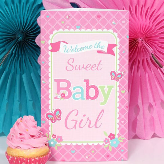 Welcome Girl Baby Centerpiece PDF Printable by Birthday Direct