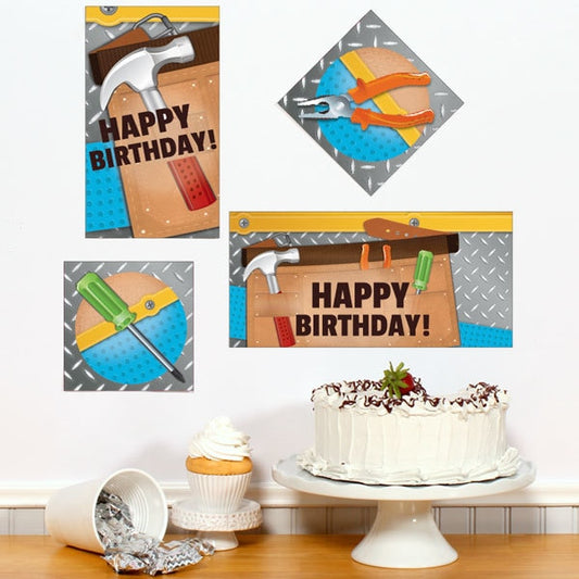 Little Handyman Tools Birthday Sign Cutouts Wall Decoration, 8.5x11 Printable PDF by Birthday Direct