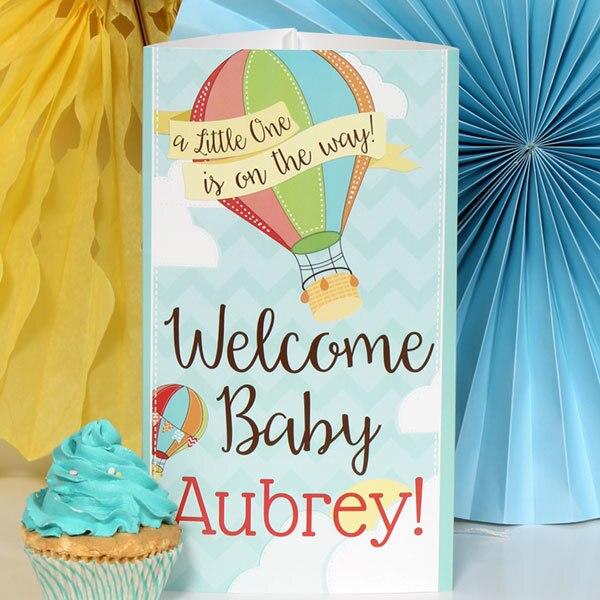 Hot Air Balloon Baby Shower Centerpiece, 10 inch Editable Canva Template by Birthday Direct