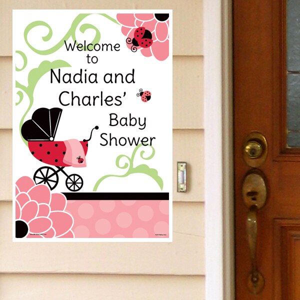 Little Ladybug Baby Shower Welcome Sign, Editable Canva Template by Birthday Direct