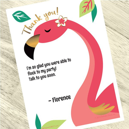 Aloha Flamingo Tropic Party Thank You, 5x7-in, Editable PDF Printable by Birthday Direct