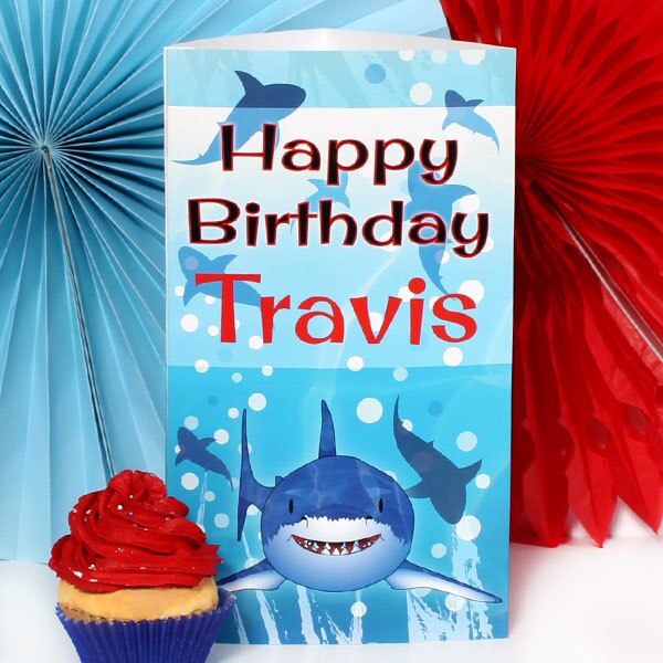 Shark Birthday Centerpiece, 10 inch Editable PDF Printable by Birthday Direct