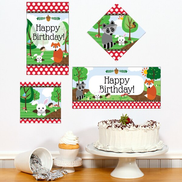 Woodland Animals Birthday Sign Cutouts Wall Decoration, 8.5x11 Printable PDF by Birthday Direct