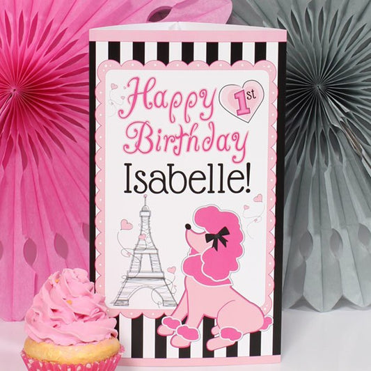 Paris Ooh La La 1st Birthday Centerpiece, 10 inch Editable PDF Printable by Birthday Direct