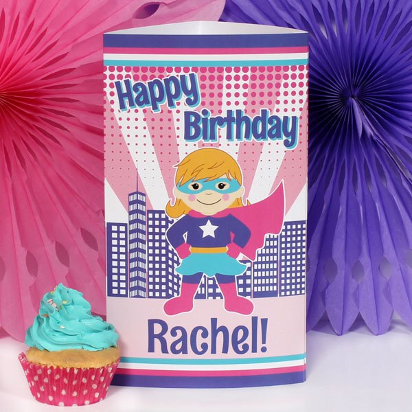 Super Girl Power Birthday Centerpiece, 10 inch Editable PDF Printable by Birthday Direct