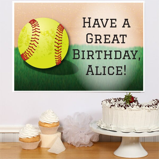 Softball Party Sign, Editable PDF Printable by Birthday Direct