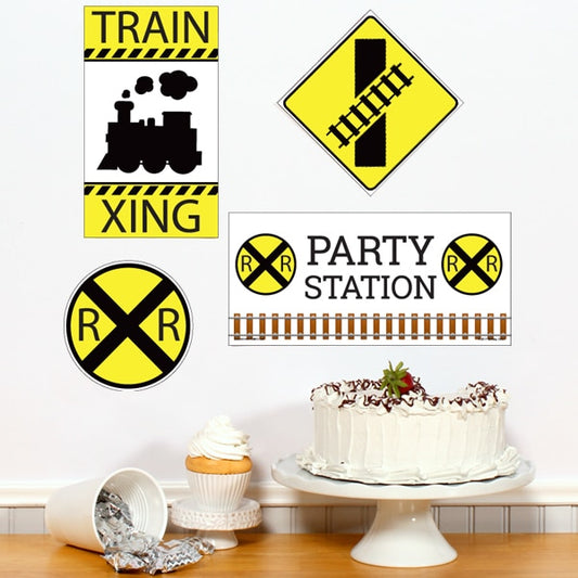 Railroad Crossing Party Sign Cutouts Wall Decoration, 8.5x11 Printable PDF by Birthday Direct