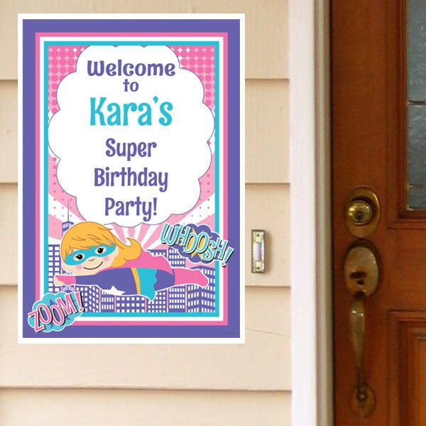 Super Girl Power Party Door Greeter, Editable PDF Printable by Birthday Direct