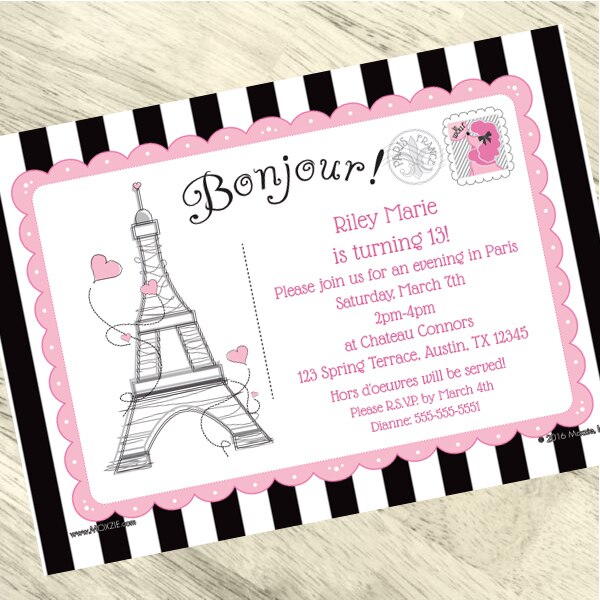 Paris Ooh La La Party Invitation, 5x7-in, Editable PDF Printable by Birthday Direct