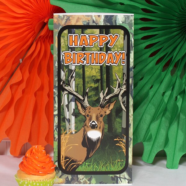 Camouflage Woodland Deer Birthday Centerpiece PDF Printable by Birthday Direct