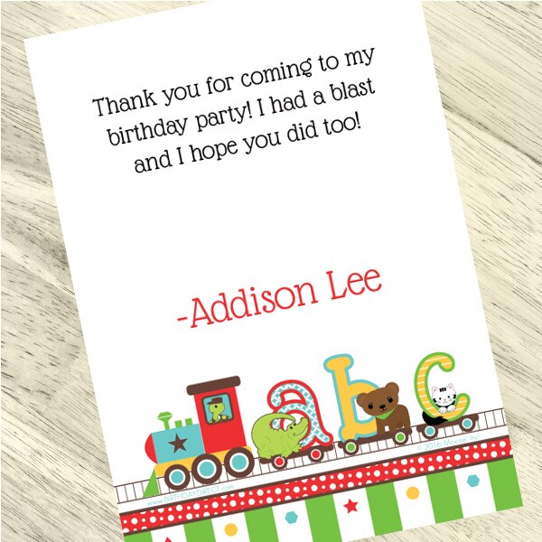 ABC Party Thank You, 5x7-in, Editable PDF Printable by Birthday Direct