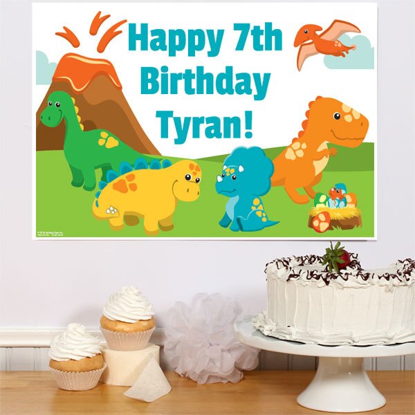 Little Dinosaur Party Sign, Editable PDF Printable by Birthday Direct