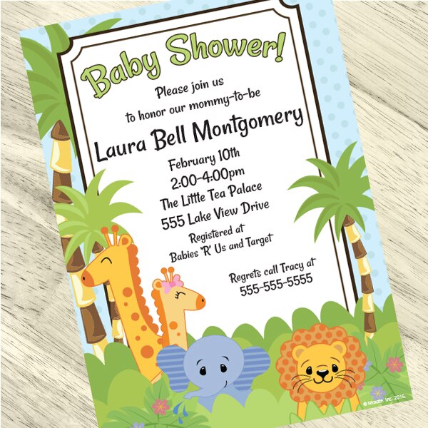 Jungle Babies Baby Shower Invitation, 5x7-in, Editable PDF Printable by Birthday Direct