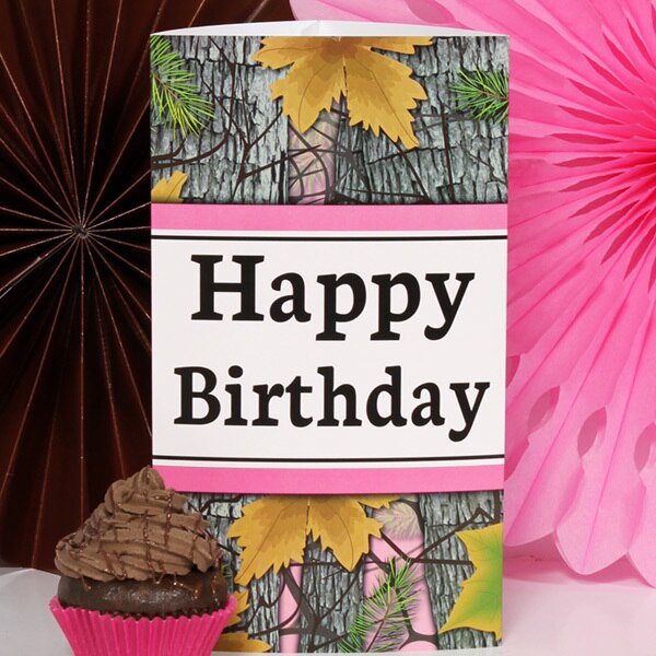 Camouflage Pink Birthday Centerpiece PDF Printable by Birthday Direct