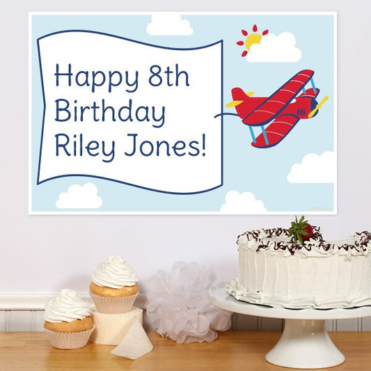 Vintage Airplane Party Sign, Editable PDF Printable by Birthday Direct