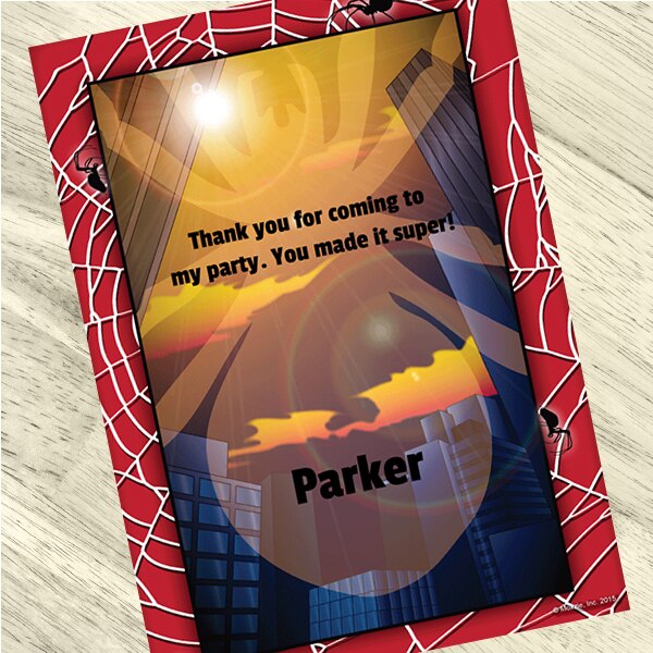 Spider Web City Party Thank You, 5x7-in, Editable PDF Printable by Birthday Direct