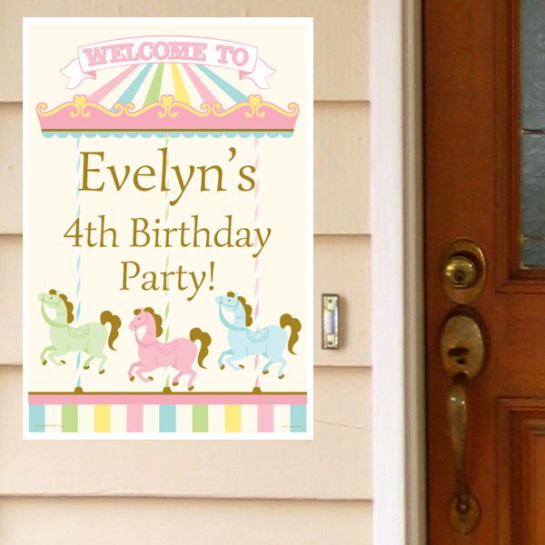 Carousel Horse Party Door Greeter, Editable PDF Printable by Birthday Direct