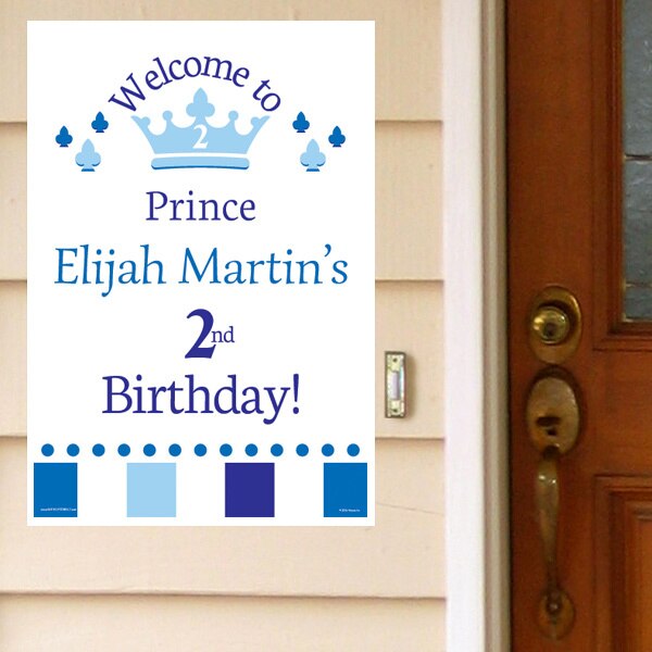 Little Prince 2nd Birthday Door Greeter, Editable PDF Printable by Birthday Direct