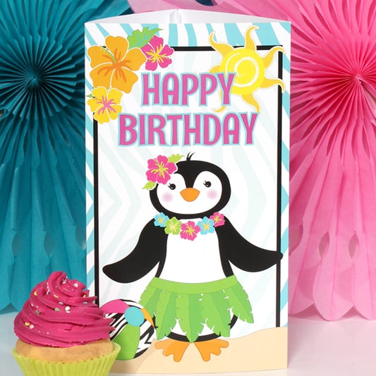 Penguin Hula Birthday Centerpiece PDF Printable by Birthday Direct