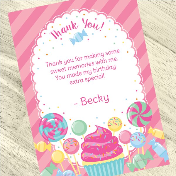 Candy Party Thank You, 5x7-in, Editable PDF Printable by Birthday Direct