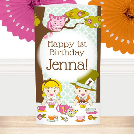 Alice in One-derland 1st Birthday Centerpiece, 10 inch Editable PDF Printable by Birthday Direct