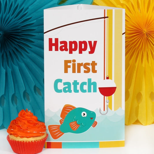 Little Fish Party Centerpiece Editable Canva Printable by Birthday Direct