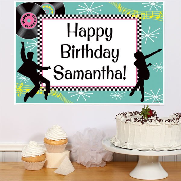 Rock and Roll Party Sign, Editable PDF Printable by Birthday Direct