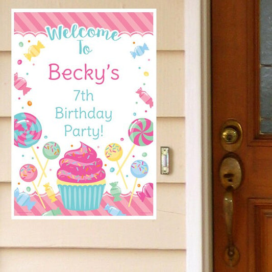 Candy Party Door Greeter, Editable PDF Printable by Birthday Direct