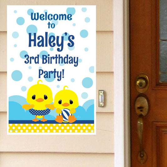 Little Ducky Party Door Greeter, Editable PDF Printable by Birthday Direct