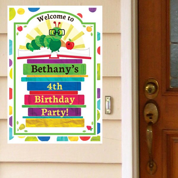 Bookworm Party Door Greeter, Editable PDF Printable by Birthday Direct